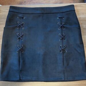 Black Lace-Up Skirt